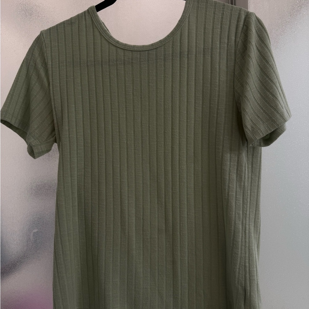 Vintage America Sage Green Ribbed Short Sleeve Top